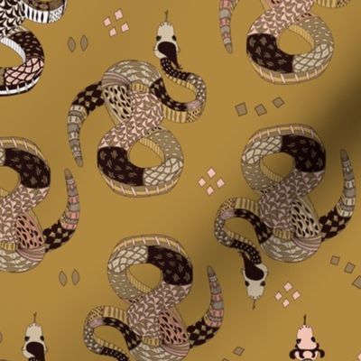 Snakes With Party Hats -on gold (large scale)