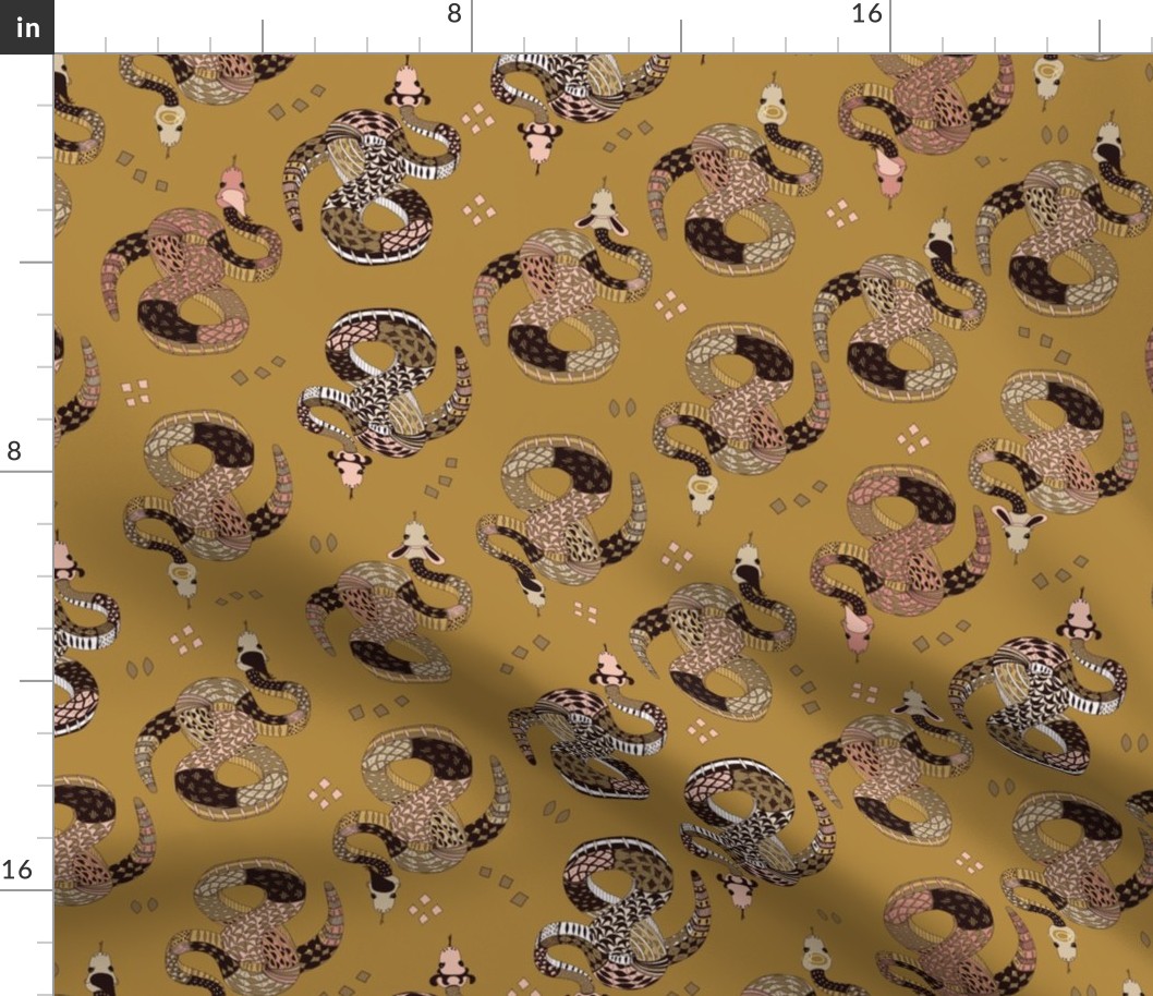 Snakes With Party Hats -on gold (large scale)