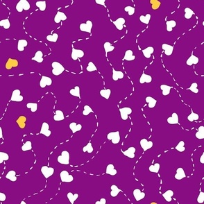 Flying Hearts on bold purple