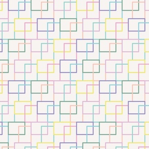 Pastel rectangles, pink, yellow, turquoise, orange, lavender, green (soft corners)