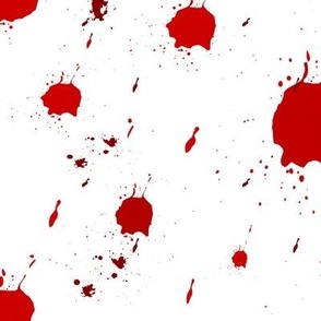 Halloween blood splatters red on white