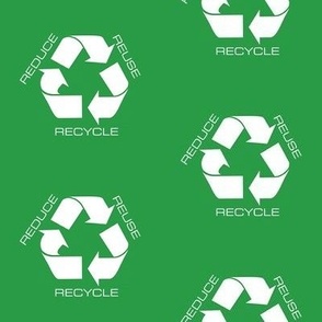 recycle symbol in white on green background