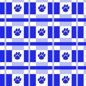 Blue Cat Paw Plaid Check