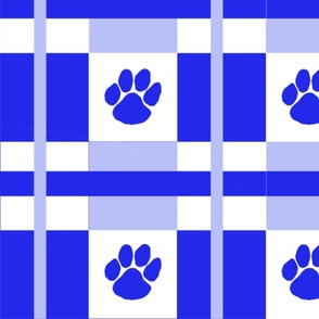 Big Blue Cat Paw Plaid Check