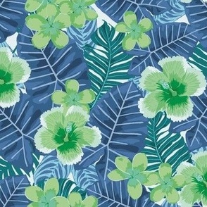 Tropical Blooms - Blue + Green