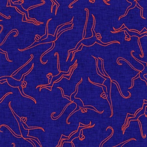 monkey business - chinoiserie navy ink blue