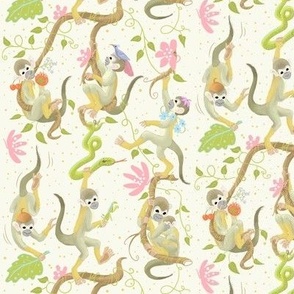Squirrel monkeys in jungle 