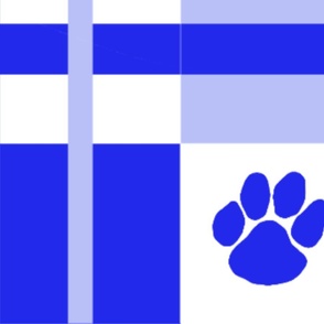 Big Big Blue Cat Paw Plaid Check