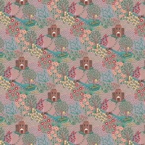 Whimsy pattern of colorful graphic flowers ideal for home décor and wallpaper - small