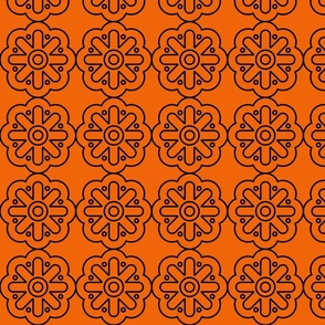 Geometric Pattern: Seljuk: Tangerine Black