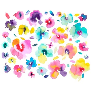 Watercolor Beautiful Flowers Wall art