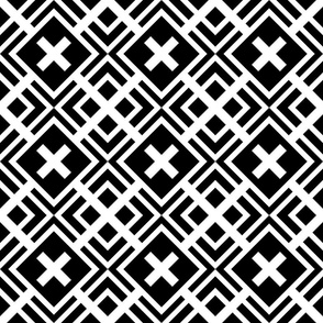 Geometric Tile Design in Black and White