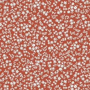(tiny) White on Red Ditsy Floral / Coordinates with Strawberry Thieve in Folksy Style / see in collections / 