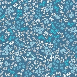 (small) Turquoise on Blue Ditsy Floral / see in collections / 