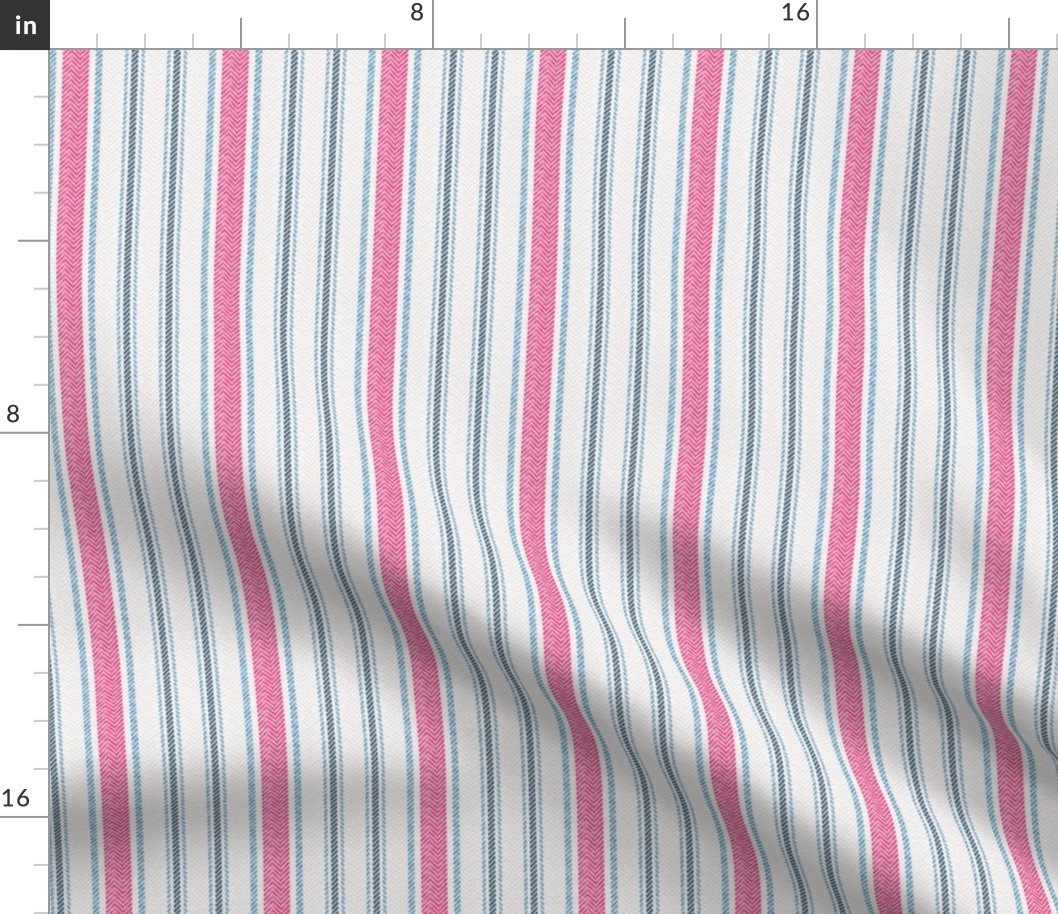 Ticking Two Stripe in Pink and Baby Blue