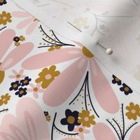 Pink Gold Blue Floral Pattern for Spring Summer