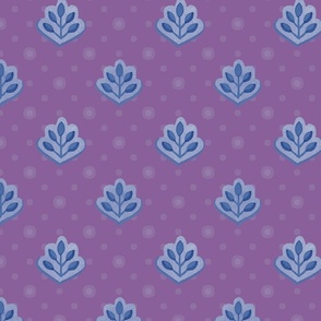 LATA - Indian block print inspired leaf purple - large