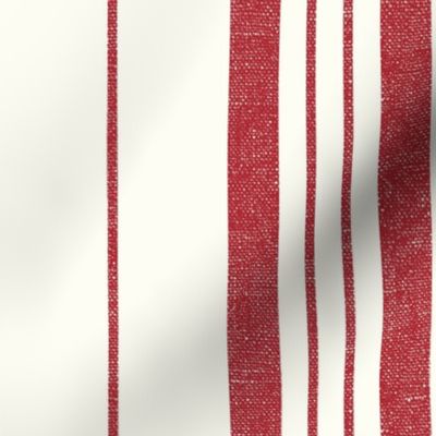 Linen Ticking Stripe in Red