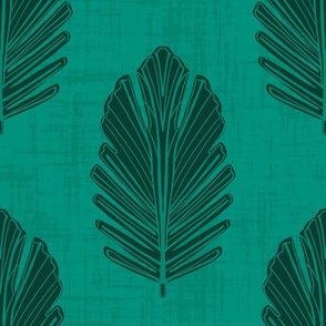feather palm on bright teal