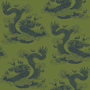 Dragons - Dark Blue & Mustard Green