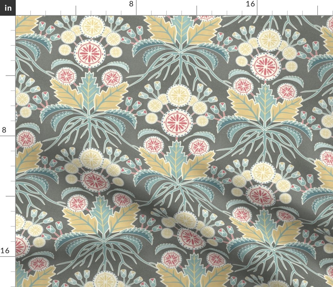 Art Nouveau Dandelions Gray Small