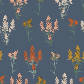Navy Boho Floral Bunches (Jumbo - 18" Fabric / 12" Wallpaper)