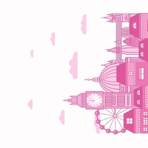 Pink London Skyline Wall Art 