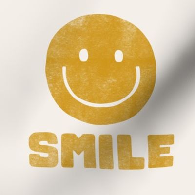 Happy Face - SMILE - 8.25" x 8.25" tile - gold/cream - LAD22