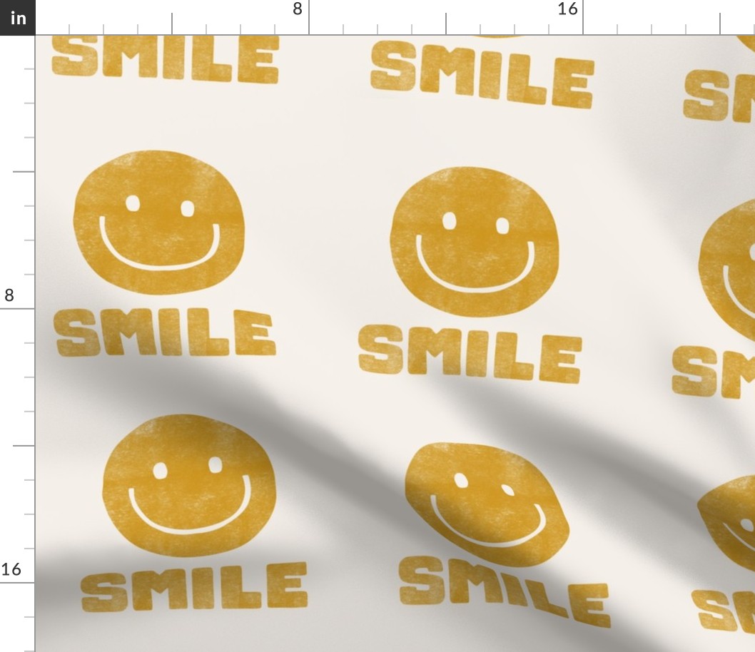 Happy Face - SMILE - 8.25" x 8.25" tile - gold/cream - LAD22