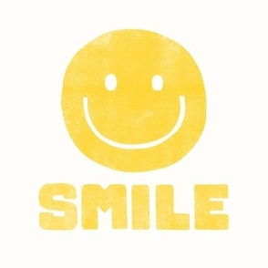 Happy Face - SMILE - 8.25" x 8.25" tile - yellow - LAD22