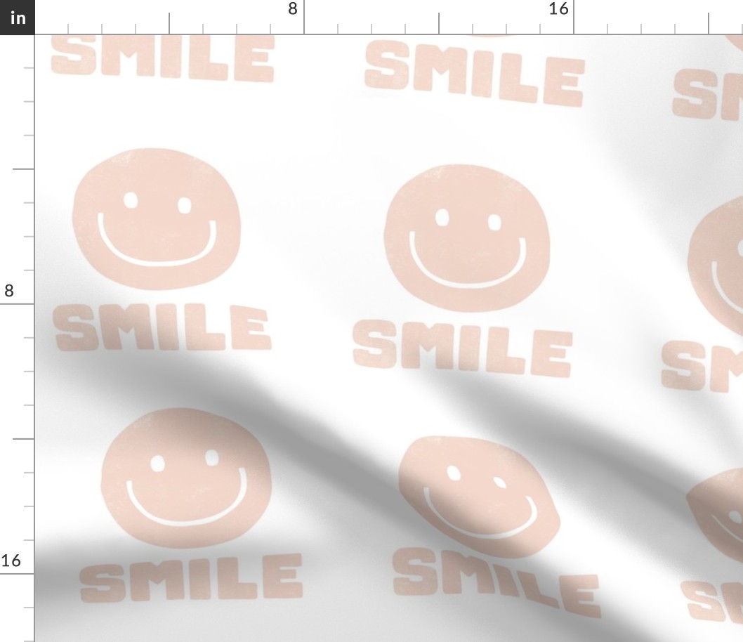 Happy Face - SMILE - 8.25" x 8.25" tile - blush - LAD22