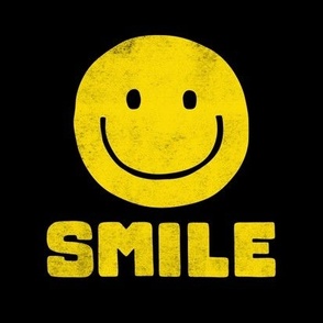 Happy Face - SMILE - 8.25" x 8.25" tile - yellow/black - LAD22