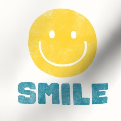 Happy Face - SMILE - 8.25" x 8.25" tile - yellow/blue - LAD22