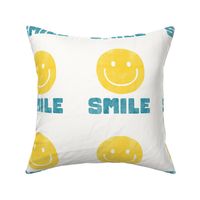 Happy Face - SMILE - 8.25" x 8.25" tile - yellow/blue - LAD22