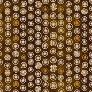 Circle Dots -cream and gold on chocolate (large scale)