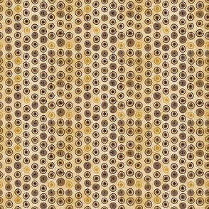 Circle Dots-brown and gold on light gold (medium/small scale)
