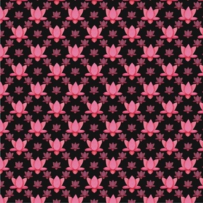 07 KAMALA - Indian block printed inspired lotus motif on black - double