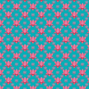 KAMALA - Indian block printed inspired lotus motif on teal - double