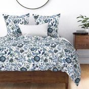 Chintz cornflower blue, greens, Hamptons - LARGE