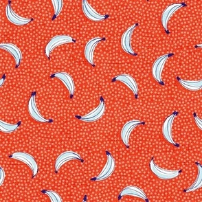 dotty sketchy banana - chinoiserie red and blue