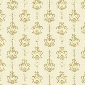 Glitter Damask Beige and Gold