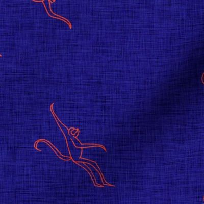 cheeky monkey - chinoiserie navy ink blue and red