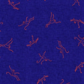 cheeky monkey - chinoiserie navy ink blue and red