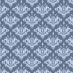Pineapple Damask in Blue and Grey