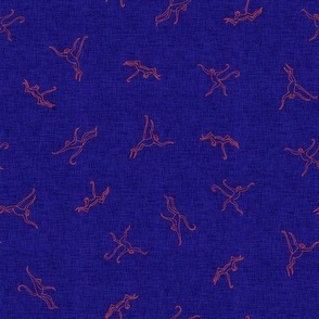 cheeky monkey - chinoiserie navy ink blue and red - small