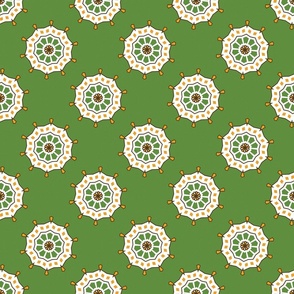 autumn Kaleidoscope, green, orange, mandala