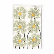 008 Botanical Retro Cosmos Flowers in Sage Green