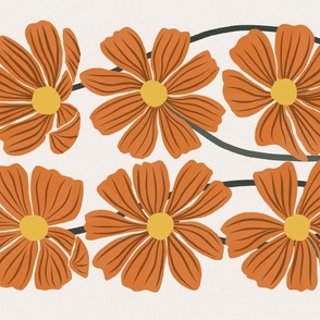 008 Botanical Retro Cosmos Flowers in Orange