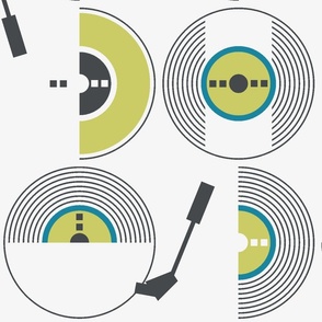 L - Playing a vinyl record - light blue