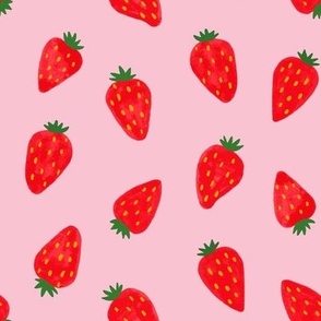 (large) cute strawberries on pink